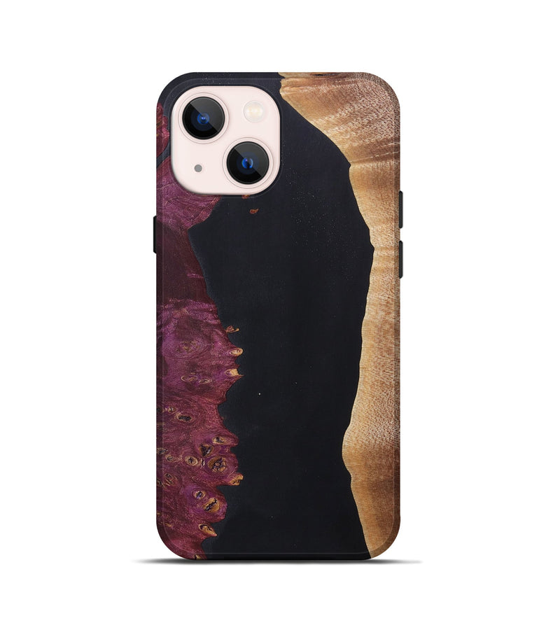 iPhone 13 mini Wood+Resin Live Edge Phone Case - Dennis (Pure Black, 696829)