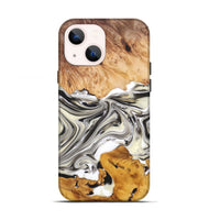iPhone 13 Wood+Resin Live Edge Phone Case - Stanley (Black & White, 696839)