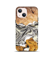 iPhone 13 mini Wood+Resin Live Edge Phone Case - Stanley (Black & White, 696839)
