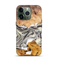 iPhone 13 Pro Wood+Resin Live Edge Phone Case - Stanley (Black & White, 696839)