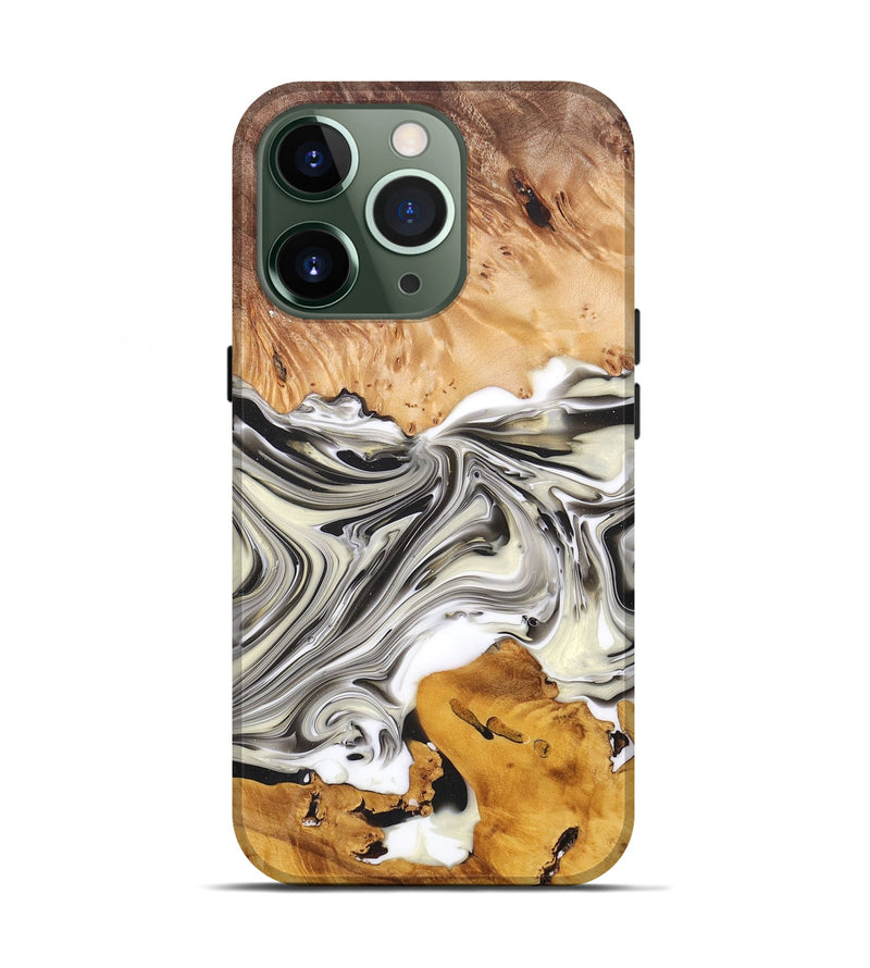 iPhone 13 Pro Wood+Resin Live Edge Phone Case - Stanley (Black & White, 696839)