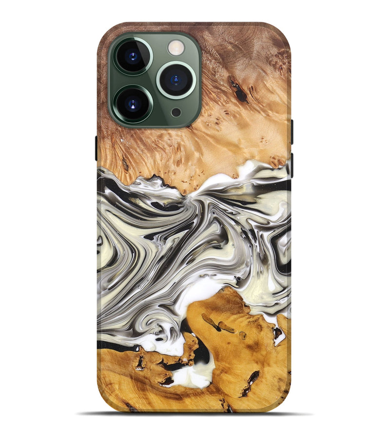 iPhone 13 Pro Max Wood+Resin Live Edge Phone Case - Stanley (Black & White, 696839)
