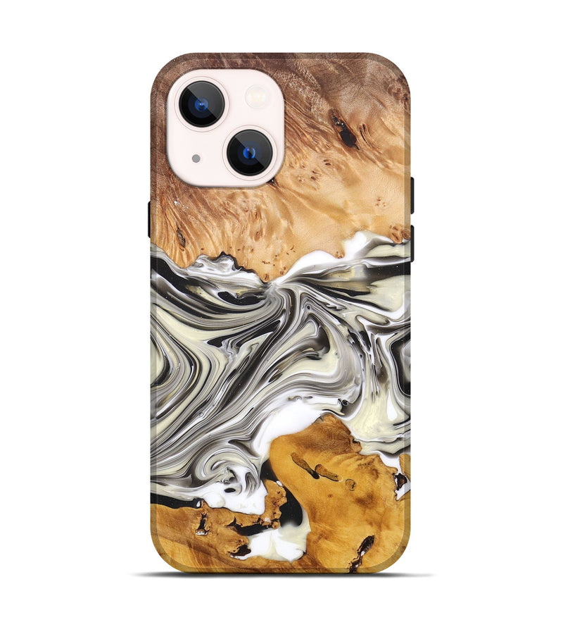 iPhone 14 Wood+Resin Live Edge Phone Case - Stanley (Black & White, 696839)