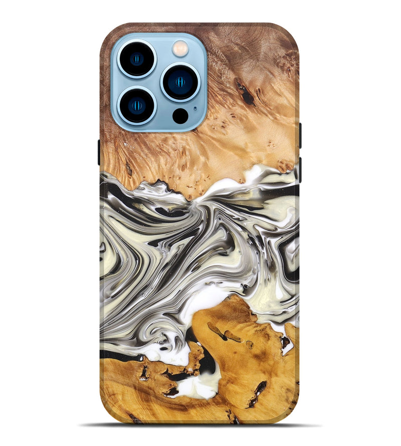 iPhone 14 Pro Max Wood+Resin Live Edge Phone Case - Stanley (Black & White, 696839)