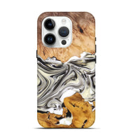 iPhone 15 Pro Wood+Resin Live Edge Phone Case - Stanley (Black & White, 696839)