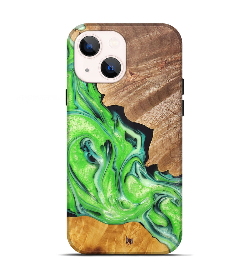 iPhone 13 Wood+Resin Live Edge Phone Case - Daryl (Green, 696850)