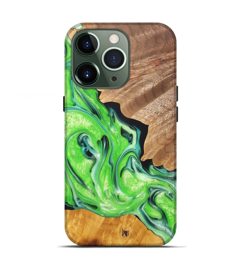 iPhone 13 Pro Wood+Resin Live Edge Phone Case - Daryl (Green, 696850)