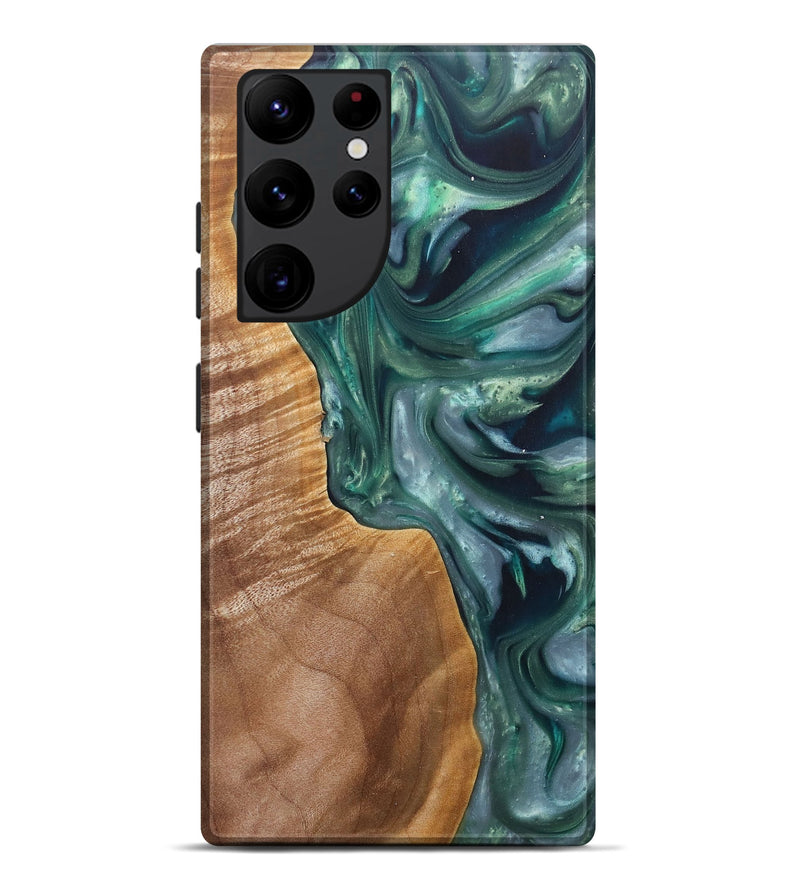 Galaxy S22 Ultra Wood+Resin Live Edge Phone Case - Jenna (Green, 696853)