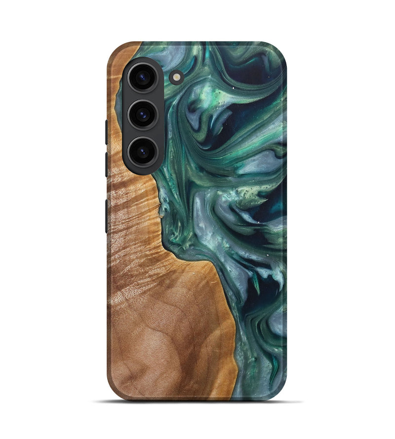 Galaxy S23 Wood+Resin Live Edge Phone Case - Jenna (Green, 696853)