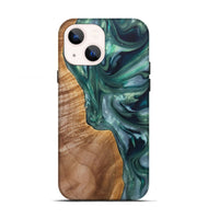 iPhone 13 Wood+Resin Live Edge Phone Case - Jenna (Green, 696853)