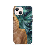 iPhone 13 mini Wood+Resin Live Edge Phone Case - Jenna (Green, 696853)