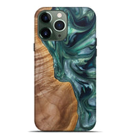 iPhone 13 Pro Max Wood+Resin Live Edge Phone Case - Jenna (Green, 696853)