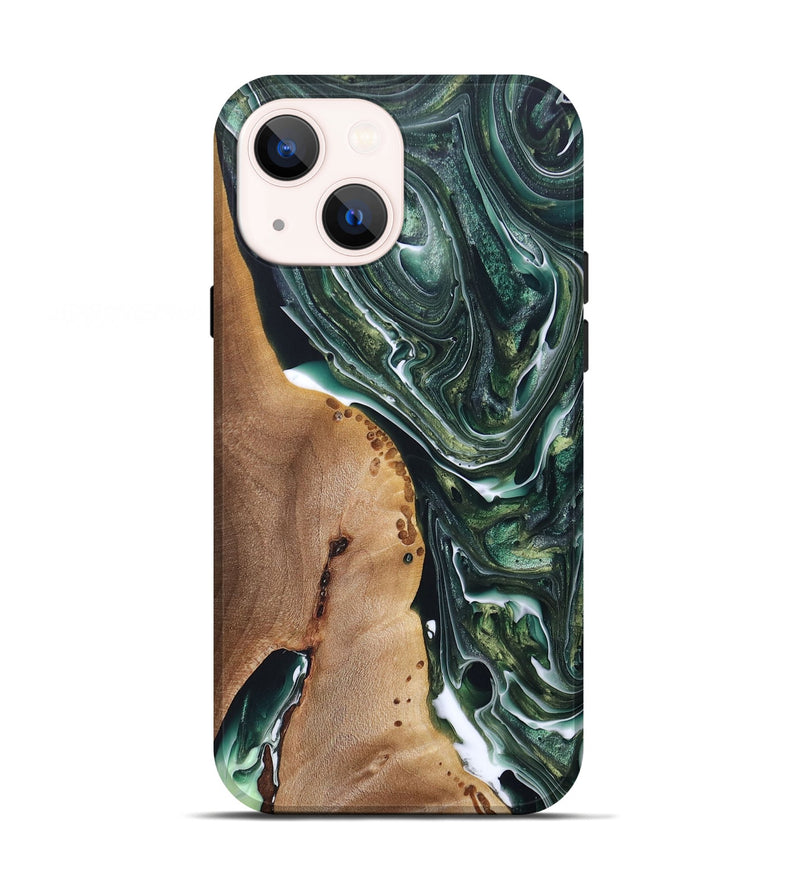 iPhone 13 Wood+Resin Live Edge Phone Case - Gabriel (Green, 696859)