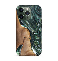 iPhone 13 Pro Wood+Resin Live Edge Phone Case - Gabriel (Green, 696859)