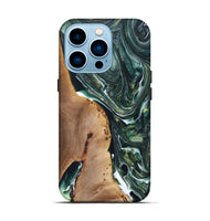 iPhone 14 Pro Wood+Resin Live Edge Phone Case - Gabriel (Green, 696859)