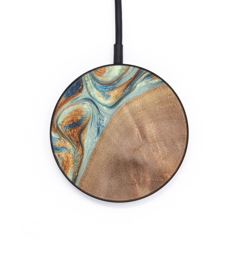 Circle Wood+Resin Wireless Charger - Journey (Teal & Gold, 696905)