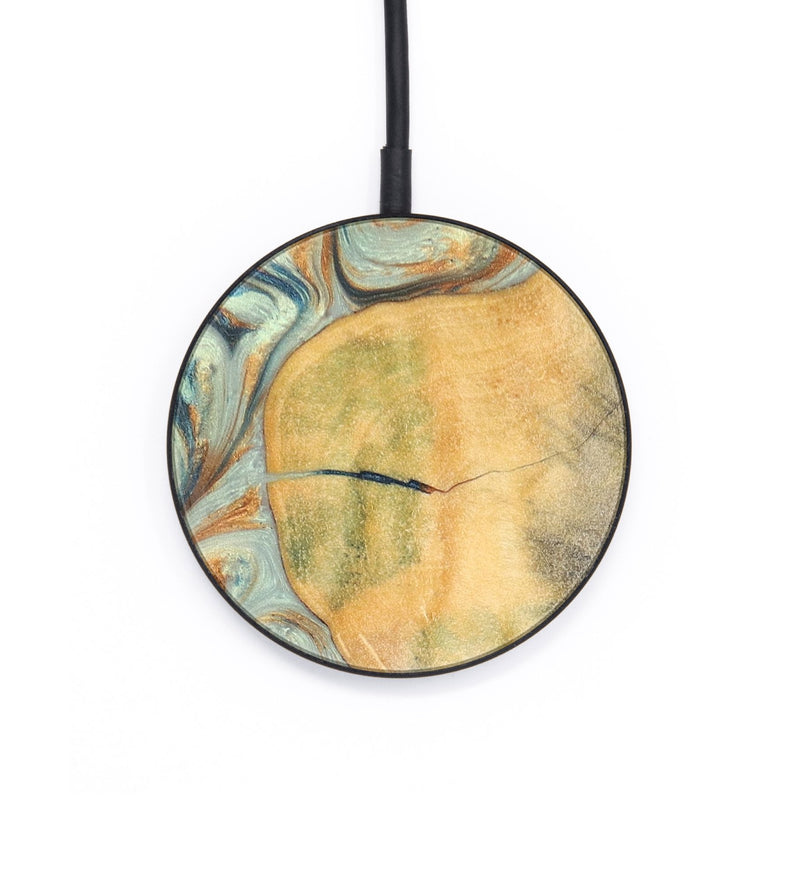 Circle Wood+Resin Wireless Charger - William (Teal & Gold, 696906)