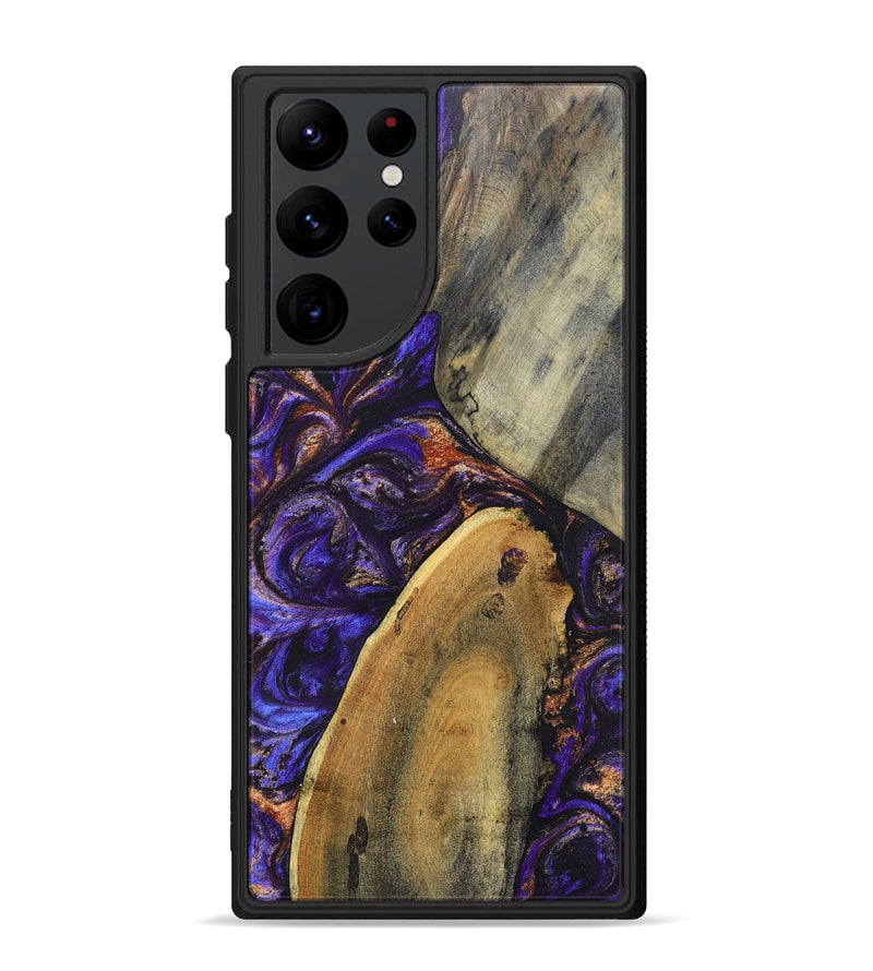 Galaxy S22 Ultra Wood+Resin Phone Case - Fannie (Purple, 696951)