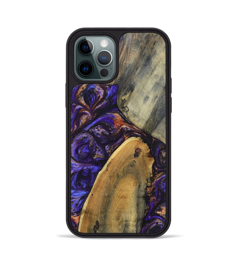 iPhone 12 Pro Wood+Resin Phone Case - Fannie (Purple, 696951)