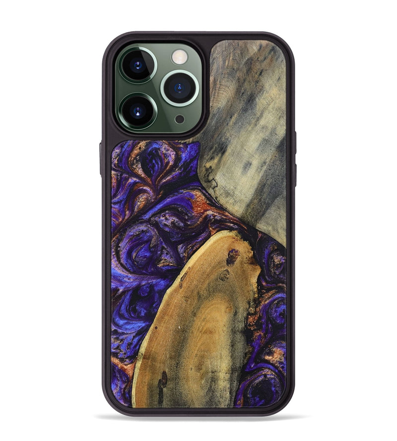 iPhone 13 Pro Max Wood+Resin Phone Case - Fannie (Purple, 696951)