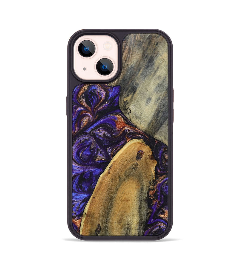 iPhone 14 Wood+Resin Phone Case - Fannie (Purple, 696951)
