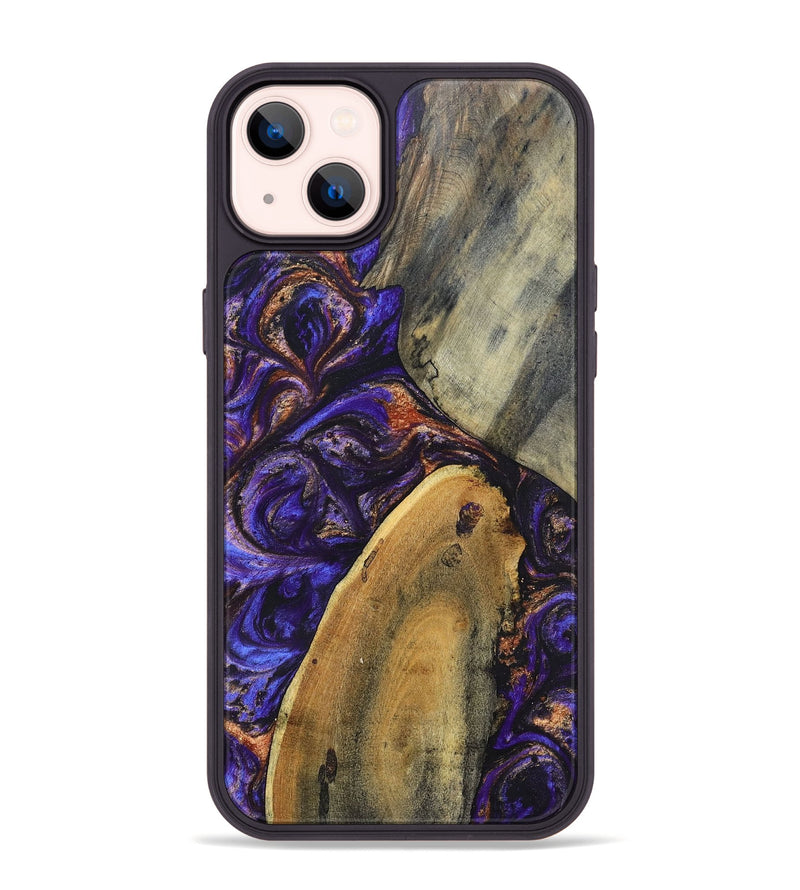 iPhone 14 Plus Wood+Resin Phone Case - Fannie (Purple, 696951)