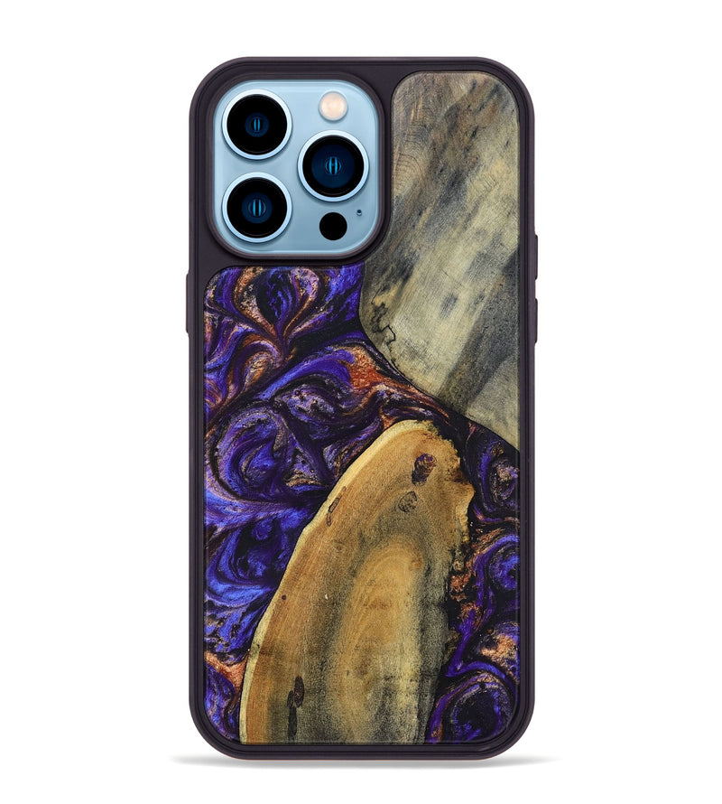 iPhone 14 Pro Max Wood+Resin Phone Case - Fannie (Purple, 696951)
