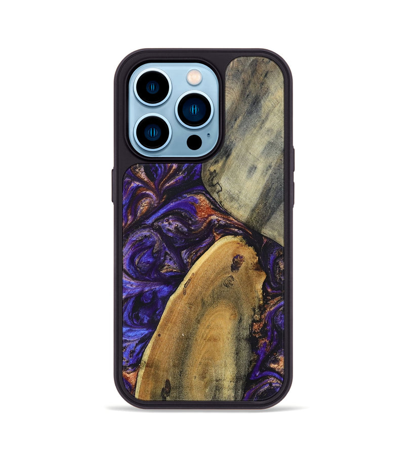 iPhone 14 Pro Wood+Resin Phone Case - Fannie (Purple, 696951)