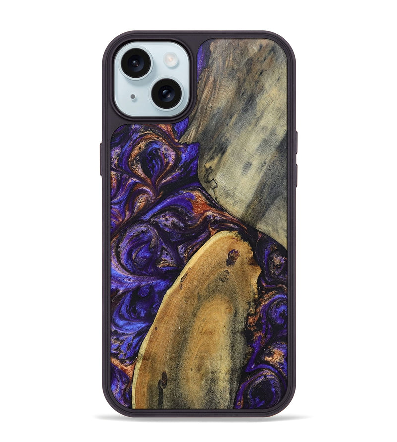 iPhone 15 Plus Wood+Resin Phone Case - Fannie (Purple, 696951)