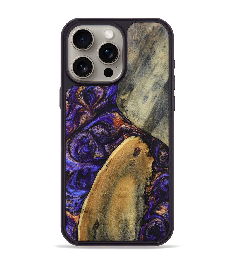 iPhone 15 Pro Max Wood+Resin Phone Case - Fannie (Purple, 696951)