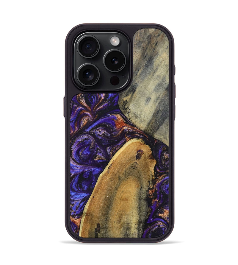 iPhone 15 Pro Wood+Resin Phone Case - Fannie (Purple, 696951)