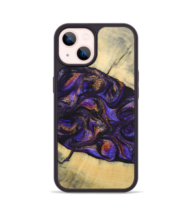 iPhone 14 Wood+Resin Phone Case - Sheree (Purple, 696955)