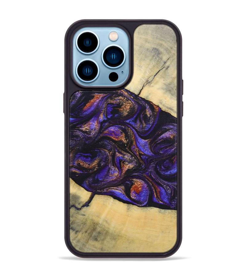 iPhone 14 Pro Max Wood+Resin Phone Case - Sheree (Purple, 696955)