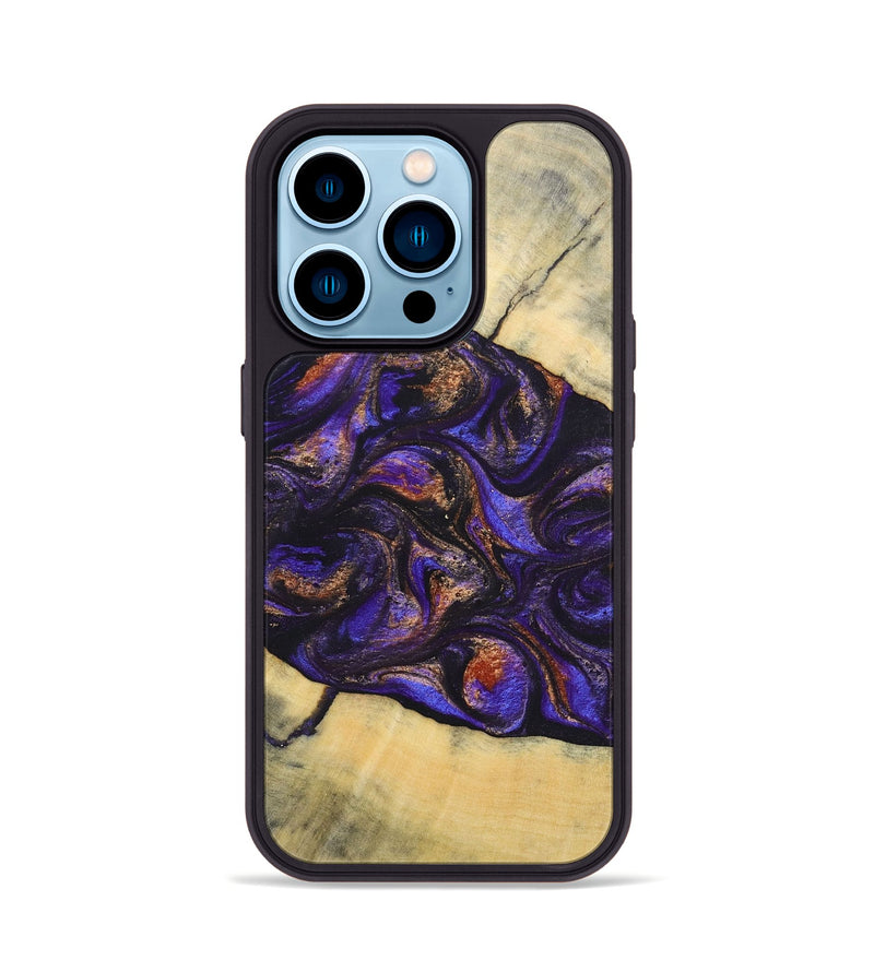 iPhone 14 Pro Wood+Resin Phone Case - Sheree (Purple, 696955)