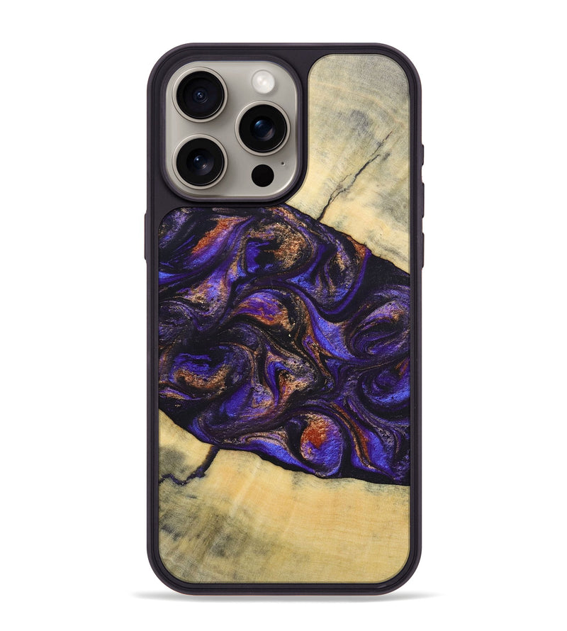 iPhone 15 Pro Max Wood+Resin Phone Case - Sheree (Purple, 696955)