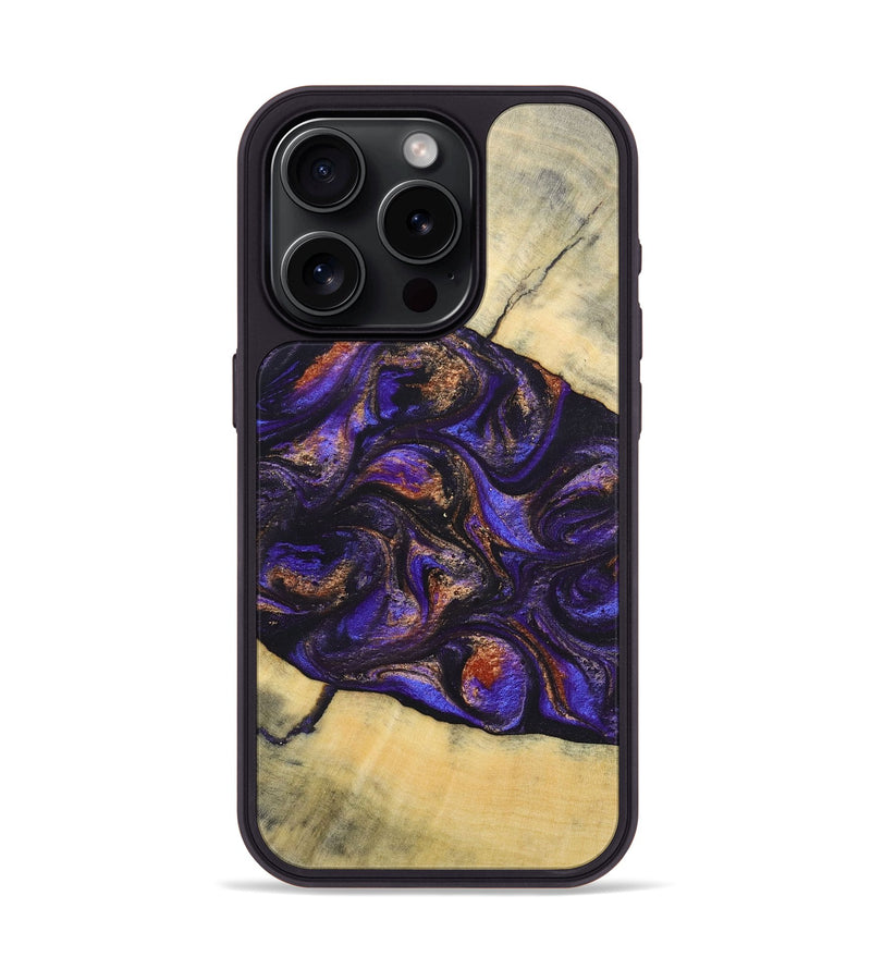 iPhone 15 Pro Wood+Resin Phone Case - Sheree (Purple, 696955)