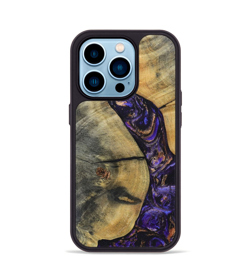 iPhone 14 Pro Wood+Resin Phone Case - Bernice (Purple, 696959)