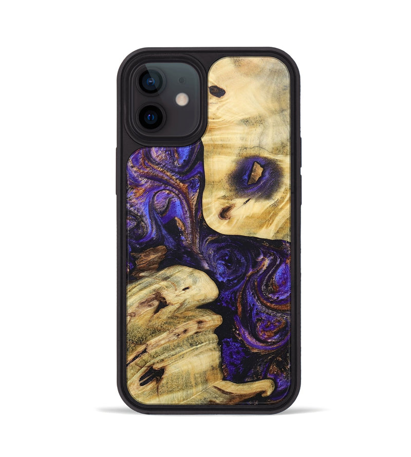 iPhone 12 Wood+Resin Phone Case - Thomas (Purple, 696961)