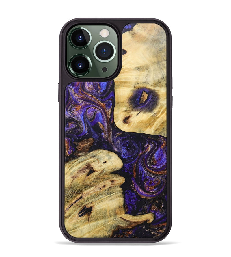 iPhone 13 Pro Max Wood+Resin Phone Case - Thomas (Purple, 696961)