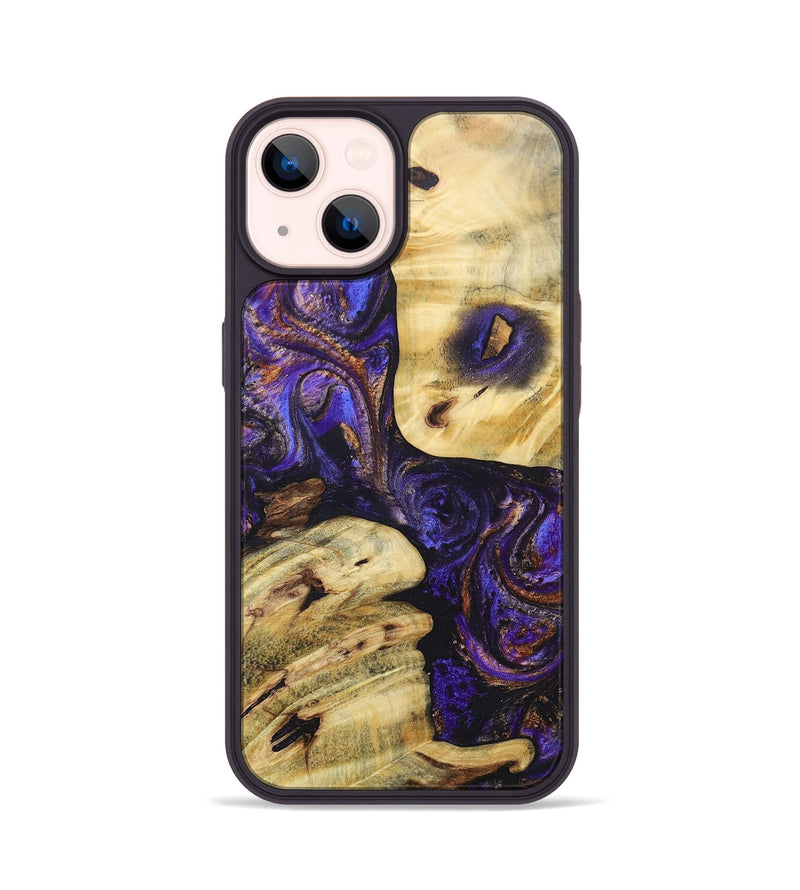 iPhone 14 Wood+Resin Phone Case - Thomas (Purple, 696961)