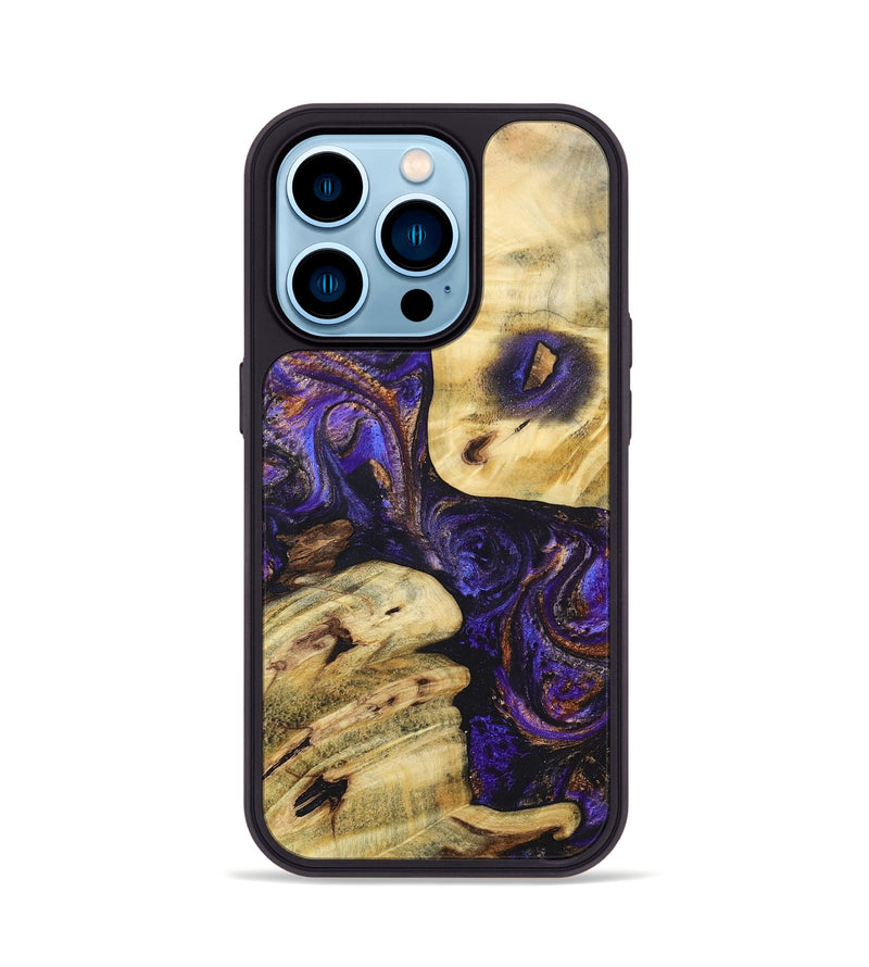 iPhone 14 Pro Wood+Resin Phone Case - Thomas (Purple, 696961)