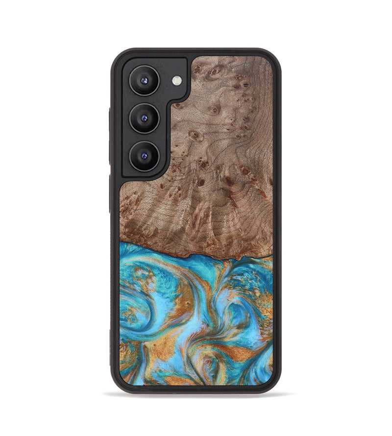 Galaxy S23 Wood+Resin Phone Case - Saylor (Teal & Gold, 696972)