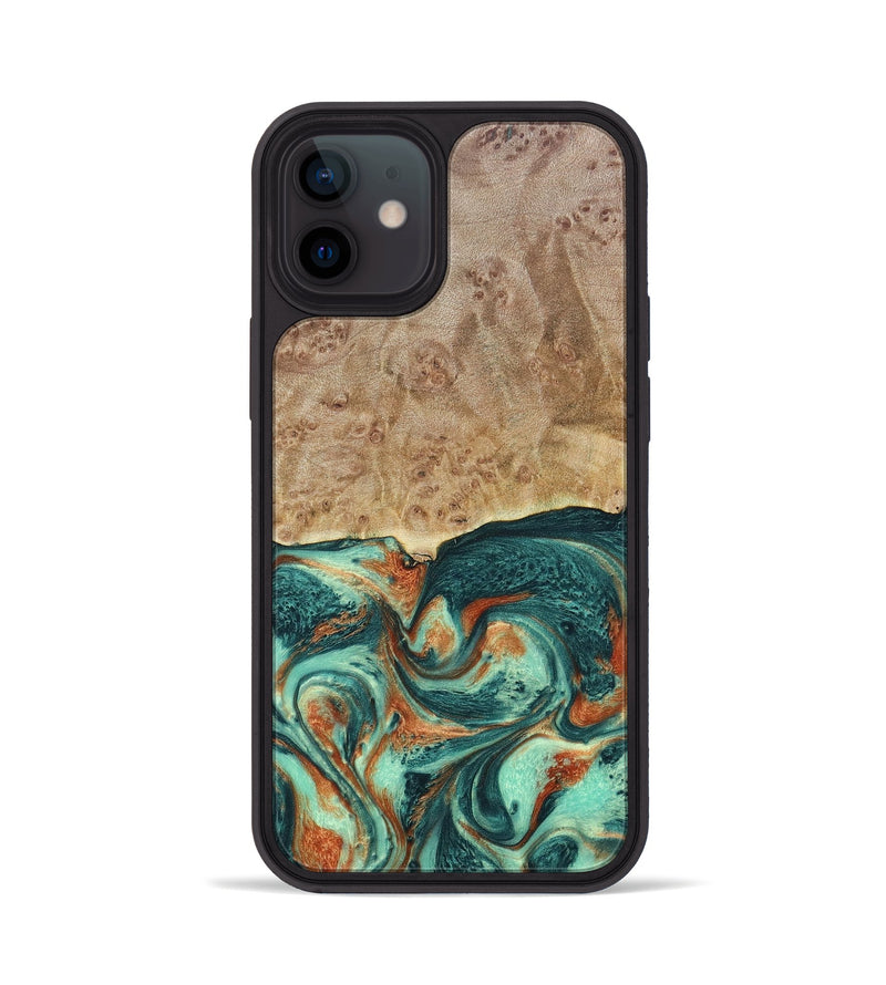 iPhone 12 Wood+Resin Phone Case - Miguel (Green, 697003)