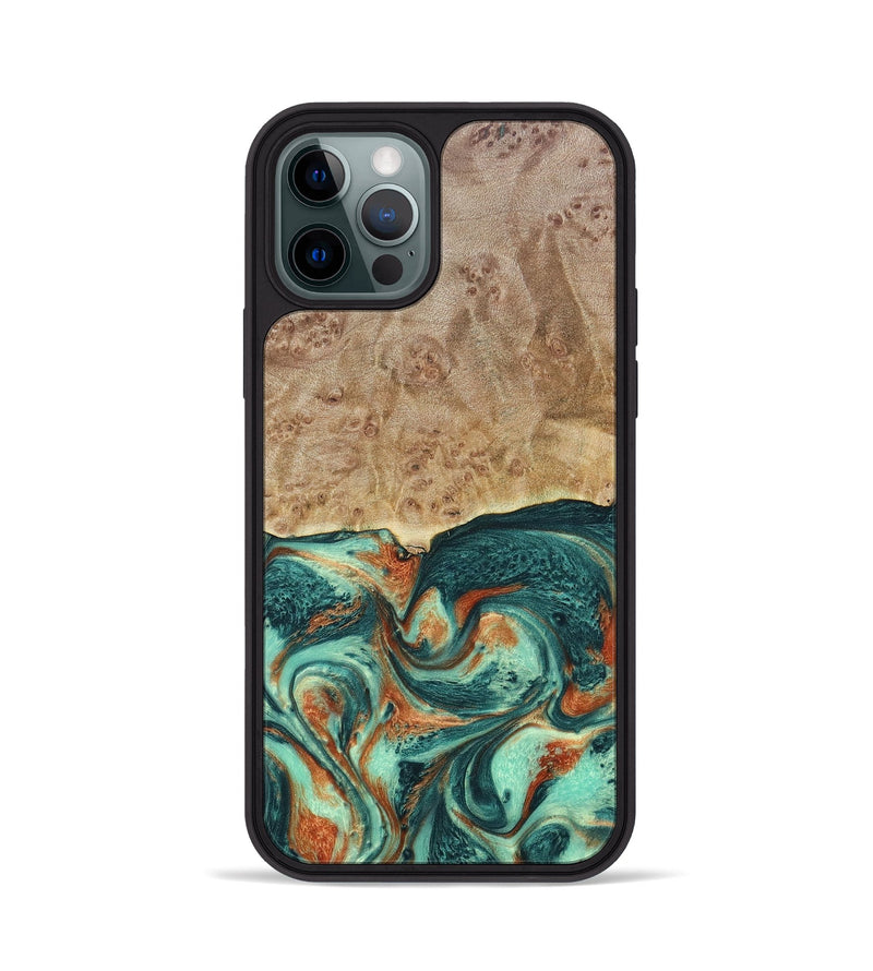 iPhone 12 Pro Wood+Resin Phone Case - Miguel (Green, 697003)