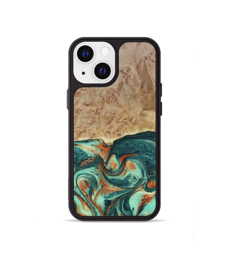 iPhone 13 mini Wood+Resin Phone Case - Miguel (Green, 697003)
