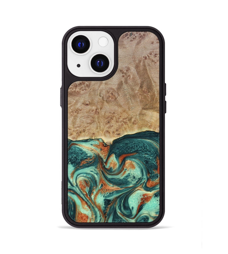 iPhone 13 Wood+Resin Phone Case - Miguel (Green, 697003)