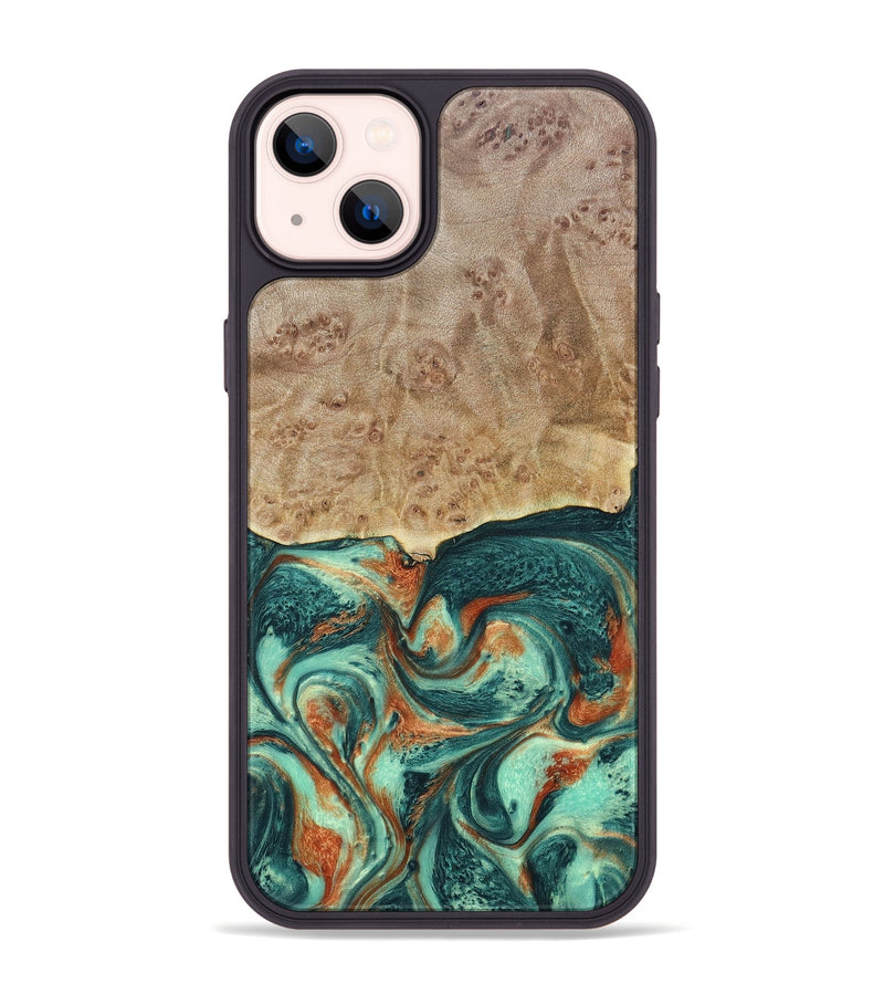 iPhone 14 Plus Wood+Resin Phone Case - Miguel (Green, 697003)