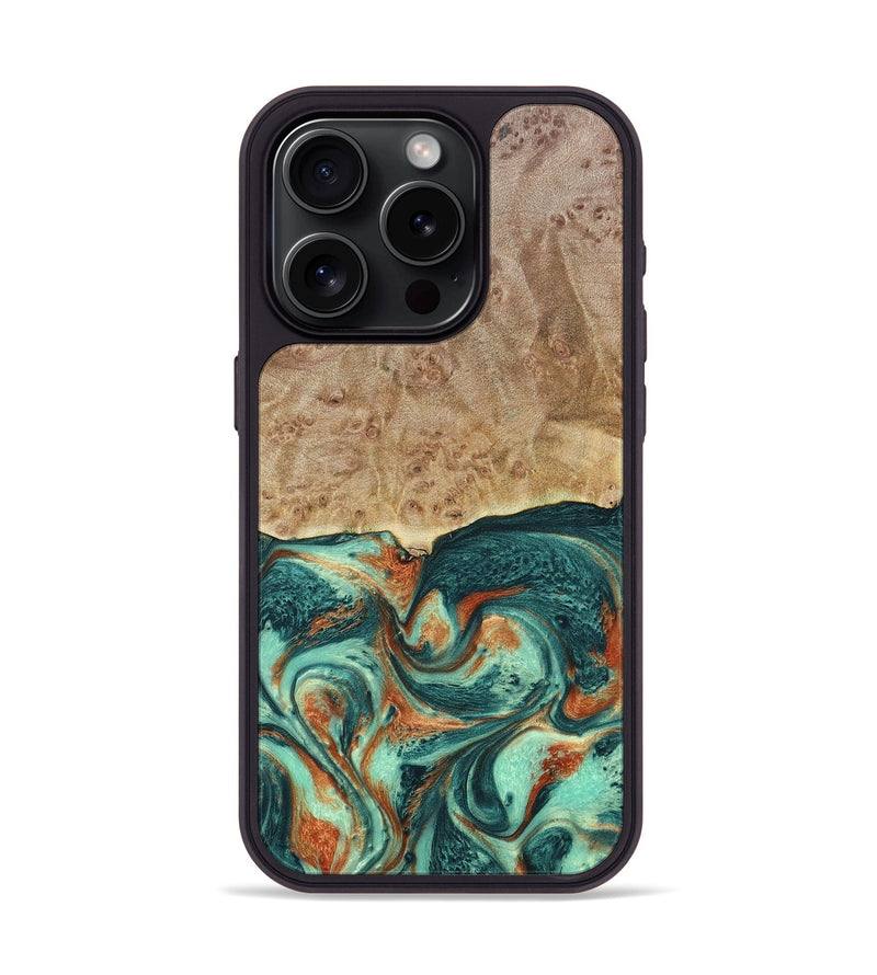 iPhone 15 Pro Wood+Resin Phone Case - Miguel (Green, 697003)
