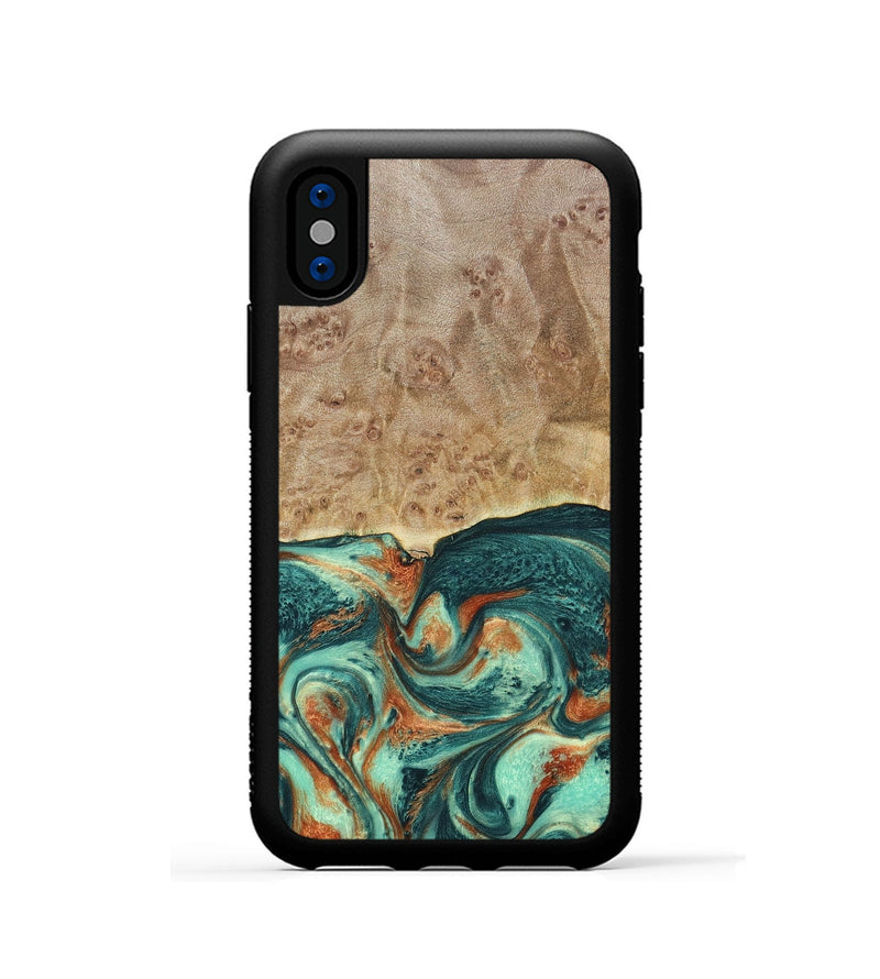 iPhone Xs Wood+Resin Phone Case - Miguel (Green, 697003)