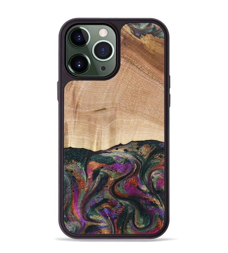 iPhone 13 Pro Max Wood+Resin Phone Case - Hailee (Green, 697010)